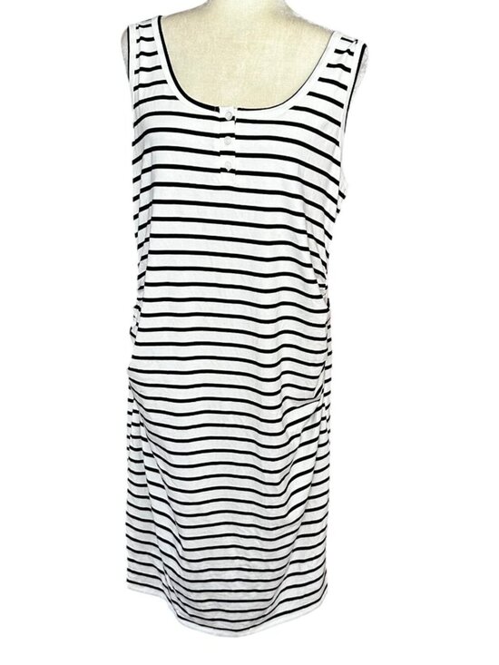 Heart & Hips Dresses & Skirts - Heart & Hips NWT Maternity Tank Dress Plus 2X Black White Stripe Bodycon
